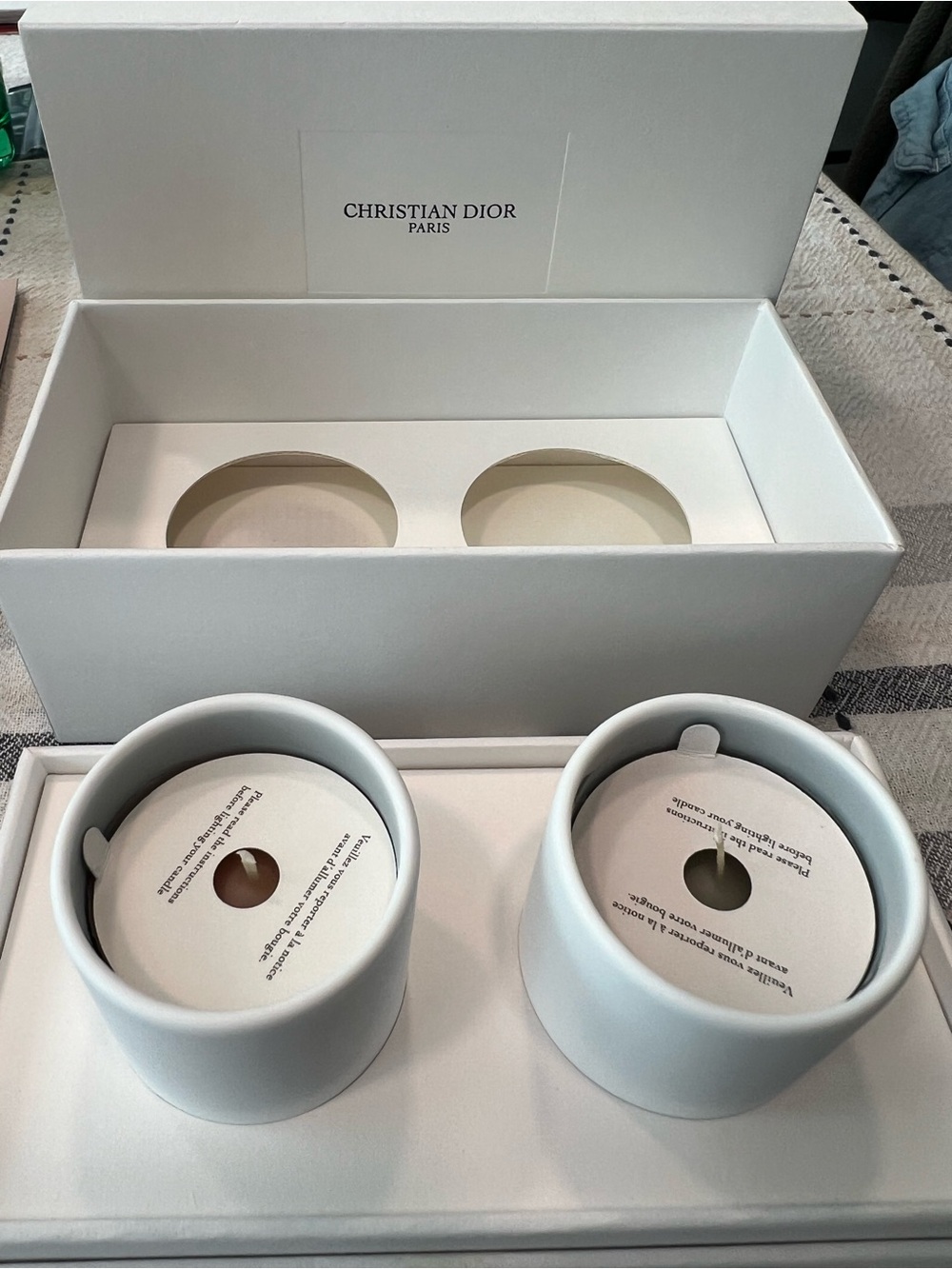 Dior Matte White Ceramic Candle Holders — Pair